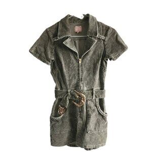 Show Me Your MuMu Outlaw Green Corduroy Belted Mini Dress Cowgirl Core Sz Medium